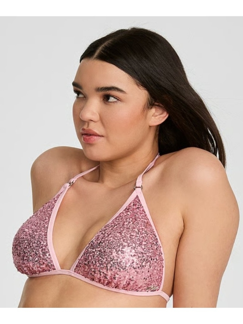 NWOT PINK SWIM Triangle String Swim Top Boardwalk Pink Medium